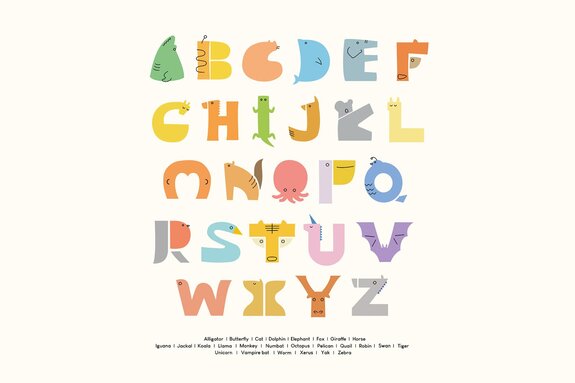 Alphabet in form von tieren kindermuster