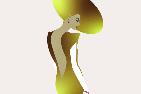 Goldene frau mit hut