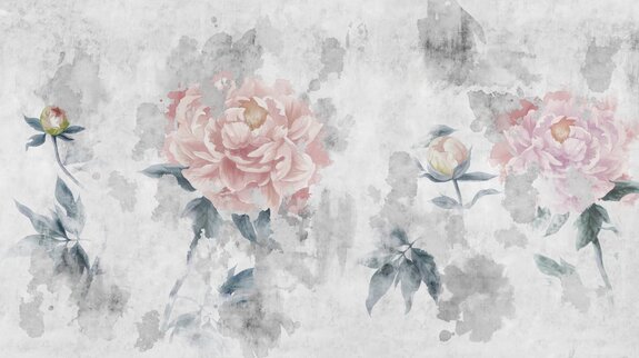 Rosa blumen im aquarellstil auf grauem hintergrund