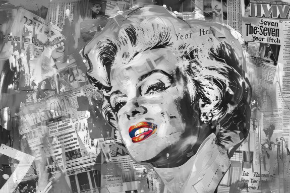 Marilyn monroe vor einer wand aus zeitungen