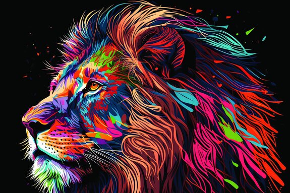 Abstraktes buntes porträt eines löwen