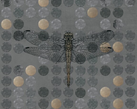 Libelle vor geometrischem hintergrund