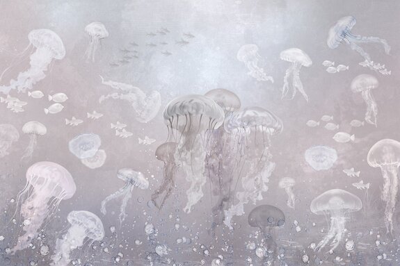 Quallen und fische in einer unterwasserlandschaft