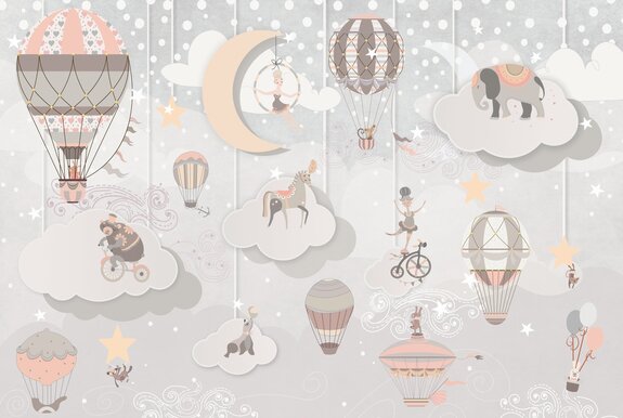 Tiere und luftballons in einer märchenhaften zirkuswelt