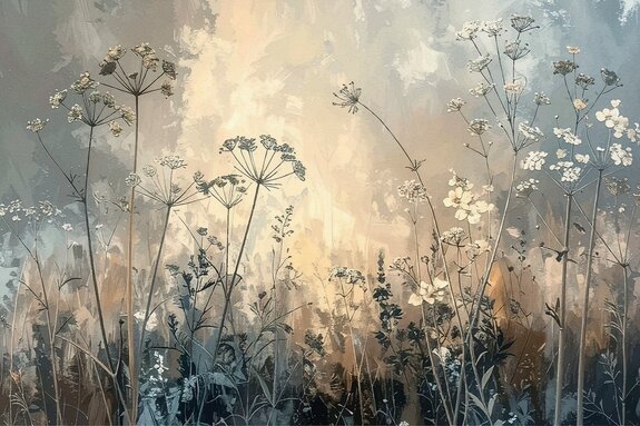 Wildblumen, abstraktes muster auf texturiertem hintergrund im natürlichen stil