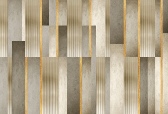 Geometrisches muster, goldene streifen und betonstruktur moderne dekoration