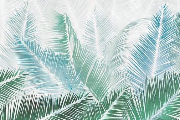 Blaue und grüne palmblätter botanisches muster