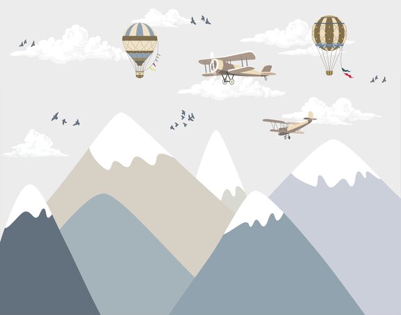 Ein märchenland mit bergen und flugzeugen