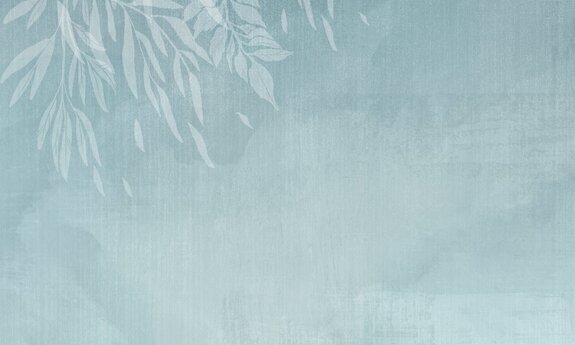 Blätter auf einem minimalistischen muster eines blauen textur hintergrund