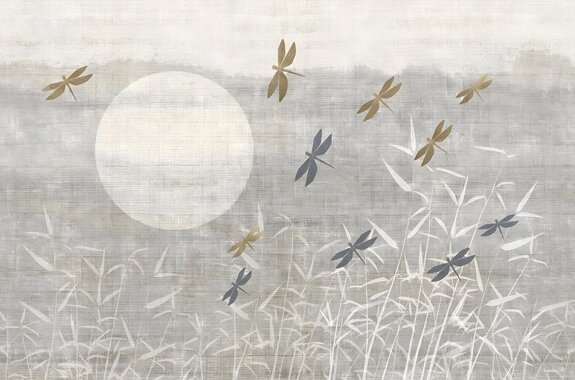 Libellen auf beigem landschaftshintergrund