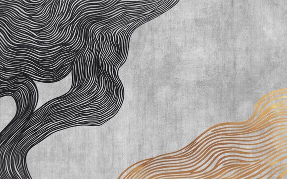 Schwarze und goldene linien auf grauem hintergrund minimalismus