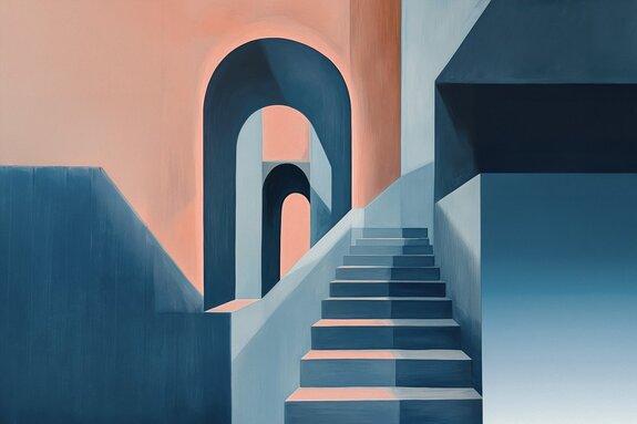 Treppen in einer architektonischen geometrischen komposition