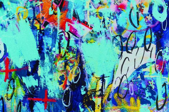 Abstrakte street art an der wand