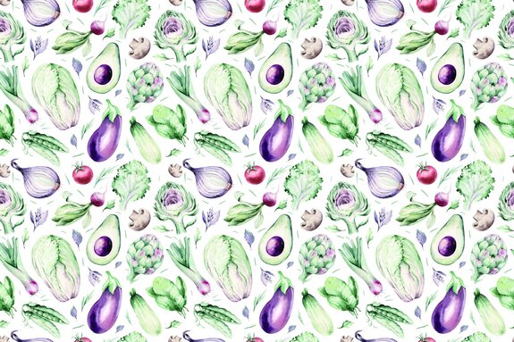 Aubergine und kohl mit anderem gemüse