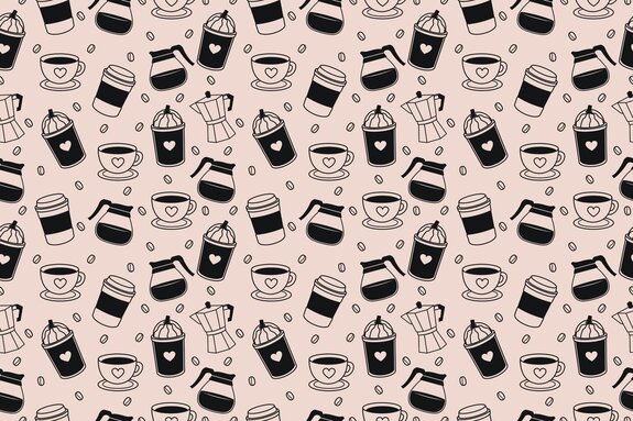 Aromatische komposition von kaffeebohnen mit tassen