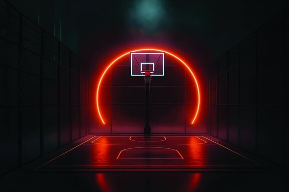 Basketballkorb mit rotem neon