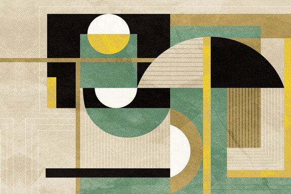 Geometrische formen mit goldener verzierung