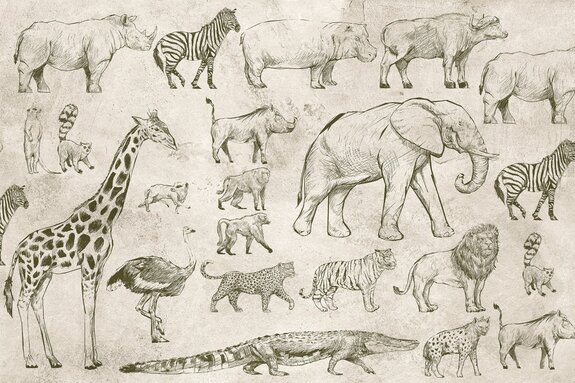 Safari-tiere auf einem batten-hintergrund