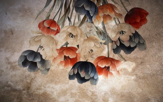 Hängende bunte tulpenblumen