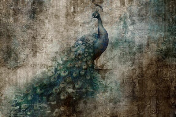 Schöner abstrakter pfau im grunge-stil