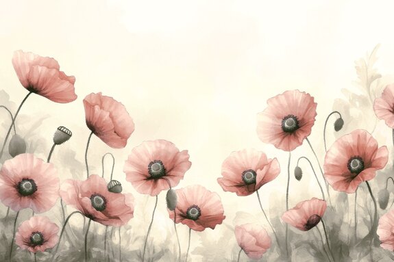 Mohnblumen im aquarellstil zartes blumenmotiv