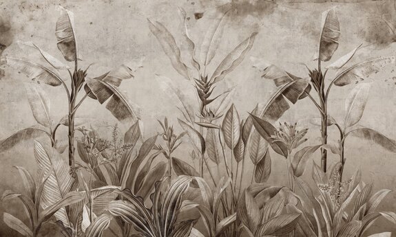 Vintage-motiv mit exotischer dschungelvegetation