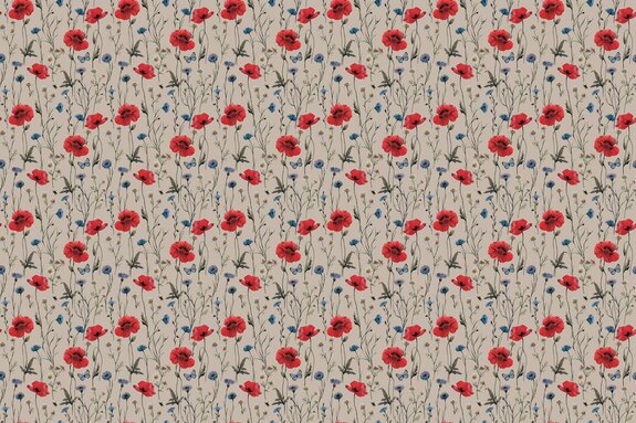 Wildblumen, mohnblumen, kornblumen und blaue schmetterlinge, natürliches botanisches muster