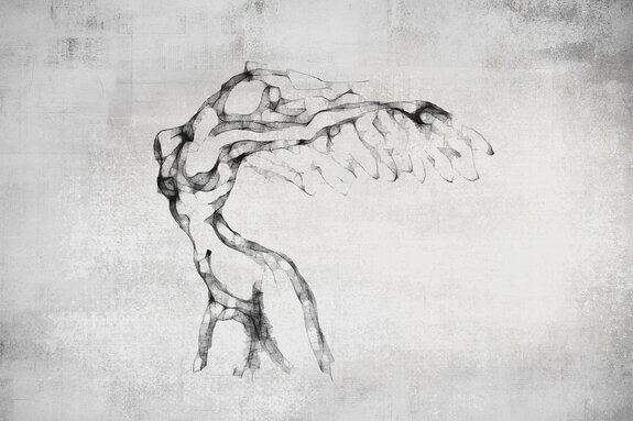 Weibliche silhouette im aquarellstil auf grauem betonhintergrund