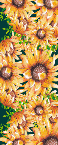 Aquarell-sonnenblumen auf dunkelgrünem hintergrund