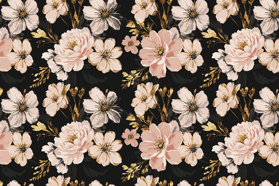 Blumenmuster auf dunklem hintergrund