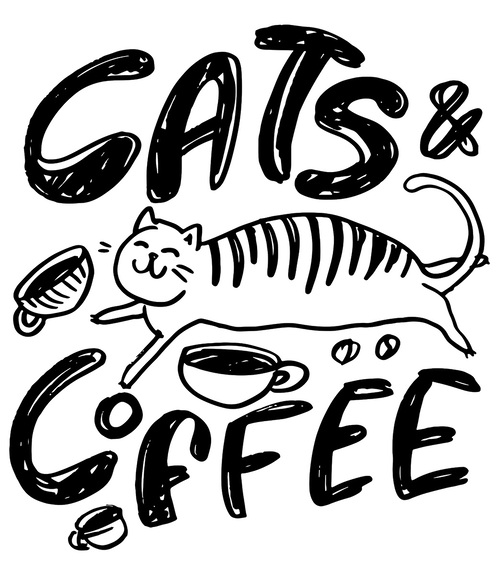 Illustration mit dem schriftzug cats & coffee
