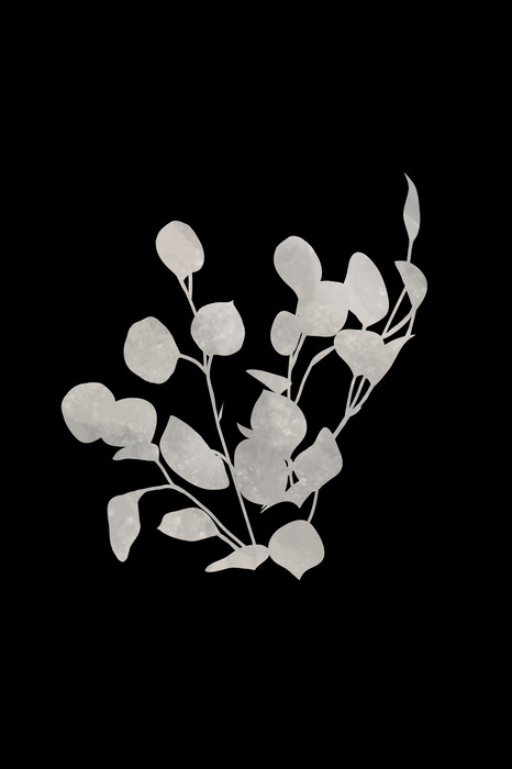 Verzweigte, leuchtende blätter auf schwarzem hintergrund