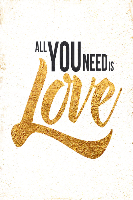 Dekorative inschrift über die notwendigkeit der liebe