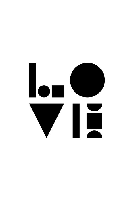 Typografie mit liebesmotiven und formen