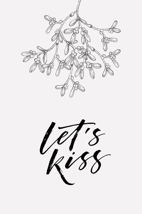 Inschrift über einen kuss unter dem mistelzweig