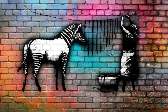 Washing zebra - colourful brick (1 part) wide