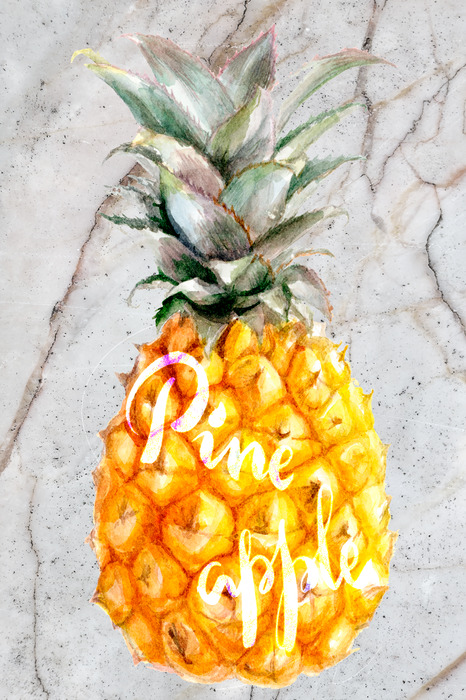 Bunte ananas auf marmorhintergrund