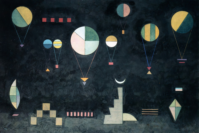 Reproduktion des gemäldes „flache tiefe“ von wassily kandinsky