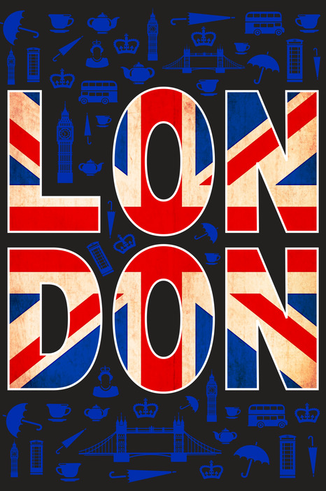 Grafische inschrift mit der flagge großbritanniens