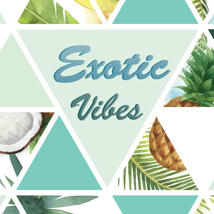 Exotische collage mit blättern und früchten