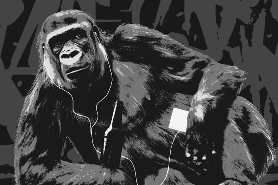 Pop art monkey (1 part) narrow grey