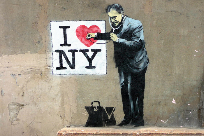 Banksy-reproduktion: ich liebe new york