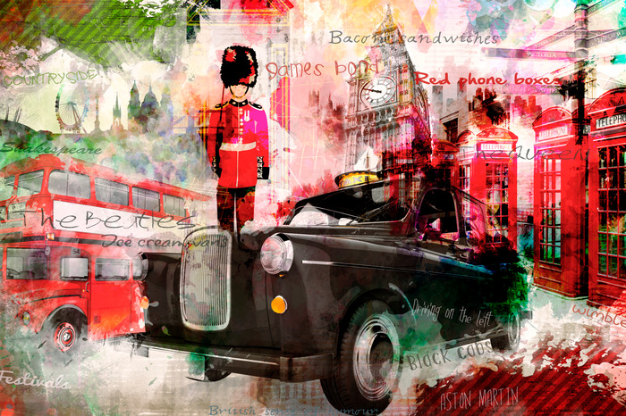 Symbole londons in aquarellfarben