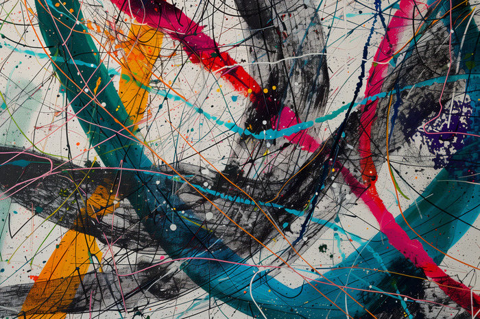 Abstrakte linien aus gegossener farbe