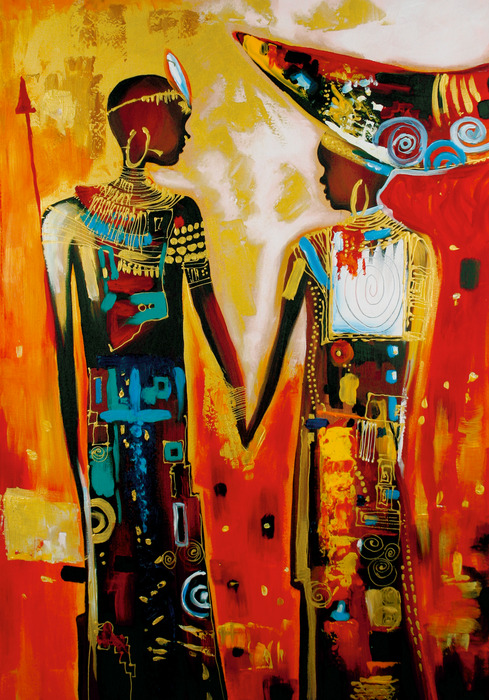 Ein paar in traditionellen afrikanischen motiven