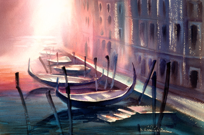 Kanäle von venedig mit booten