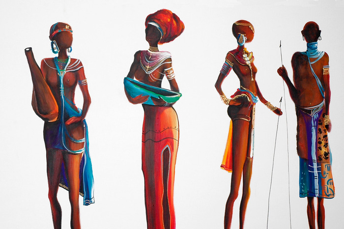 Farbenfrohe silhouetten mit afrikanischen motiven