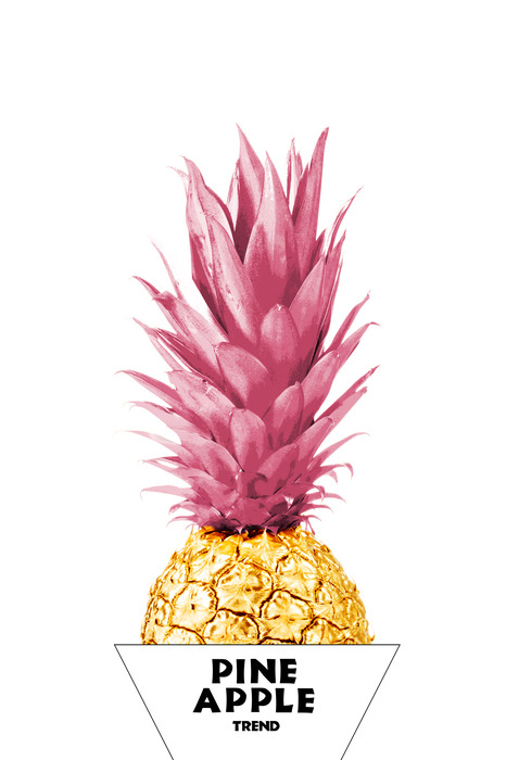 Ananas in goldrosa farbe mit inschriften