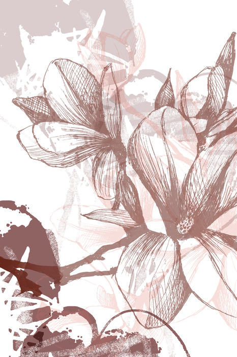 Illustration einer magnolie auf künstlerischem hintergrund