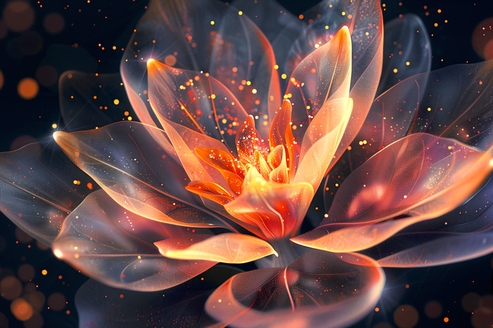 Abstrakte, durchscheinende blume in einem orangeton